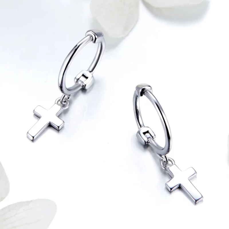 (image pour) Pendants d'Oreilles Style PANDORA Croix - SCE547 - Afficher 4