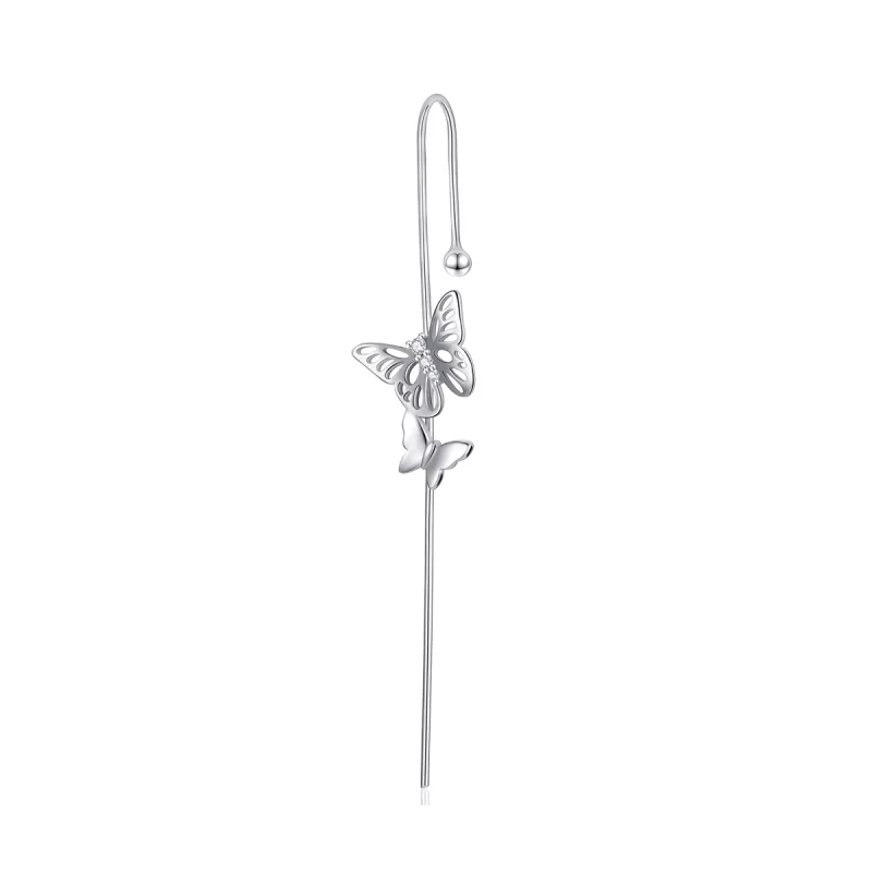 (image pour) Pendants d'Oreilles Style PANDORA Deux papillons - SCE1132
