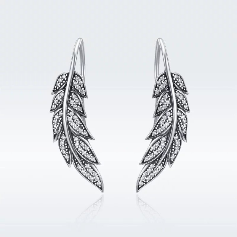 (image pour) Pendants d'Oreilles Style PANDORA Feuilles Amoureuses - SCE215 - Afficher 2