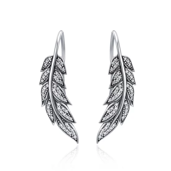 (image pour) Pendants d'Oreilles Style PANDORA Feuilles Amoureuses - SCE215