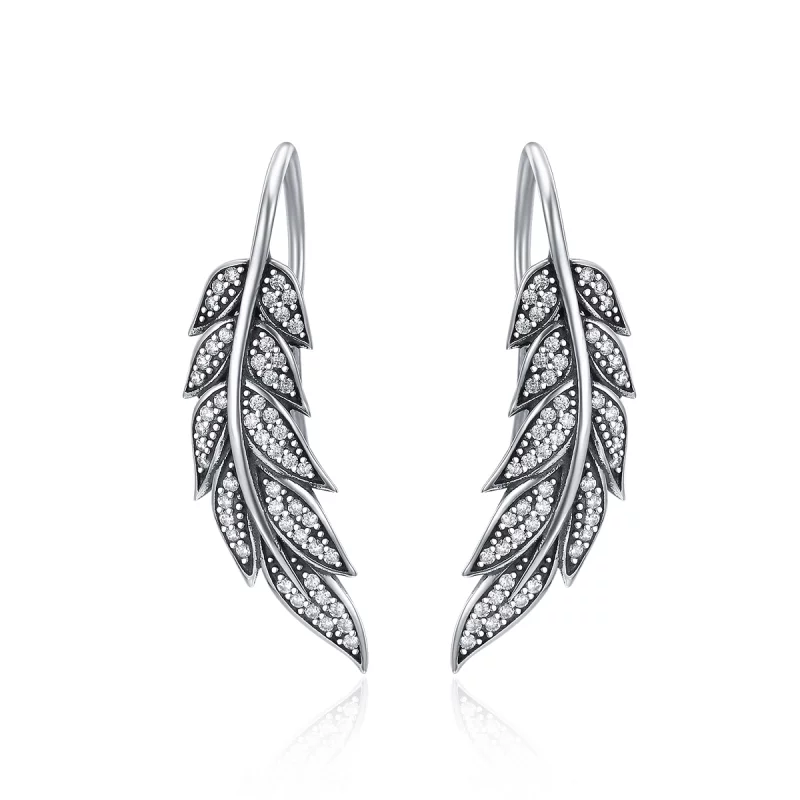 (image pour) Pendants d'Oreilles Style PANDORA Feuilles Amoureuses - SCE215