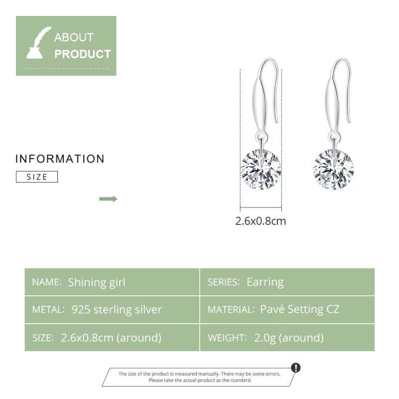 (image pour) Pendants d'Oreilles Style PANDORA Fille brillante - BSE212 - Afficher 3