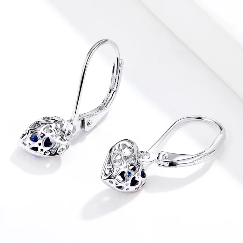 (image pour) Pendants d'Oreilles Style PANDORA Forme de coeur - SCE746 - Afficher 2