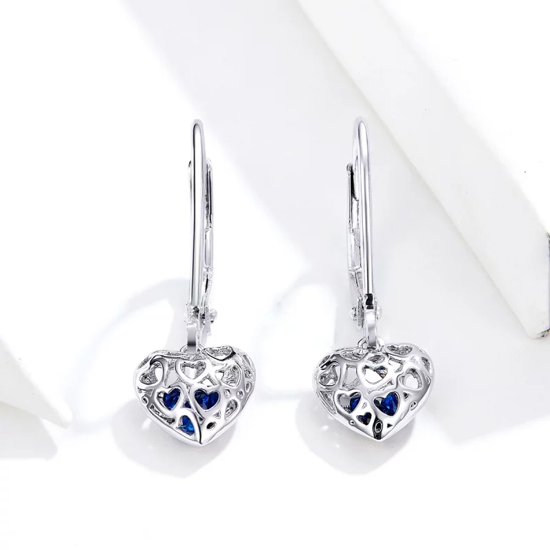 (image pour) Pendants d'Oreilles Style PANDORA Forme de coeur - SCE746 - Afficher 3