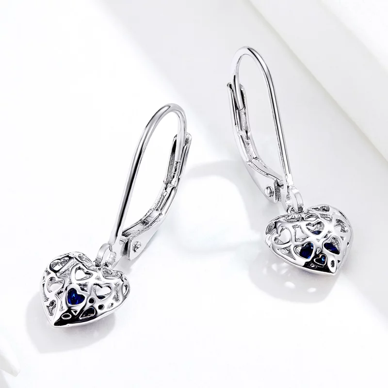 (image pour) Pendants d'Oreilles Style PANDORA Forme de coeur - SCE746 - Afficher 4