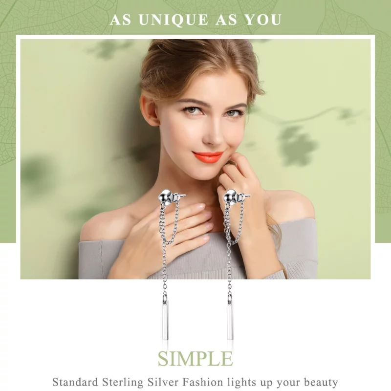 (image pour) Pendants d'Oreilles Style PANDORA Géométrie légère - SCE550 - Afficher 3