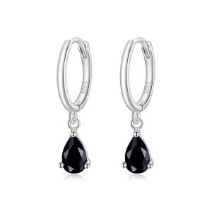 (image pour) Pendants d'Oreilles Style PANDORA Goutte d'eau - SCE1018-BK