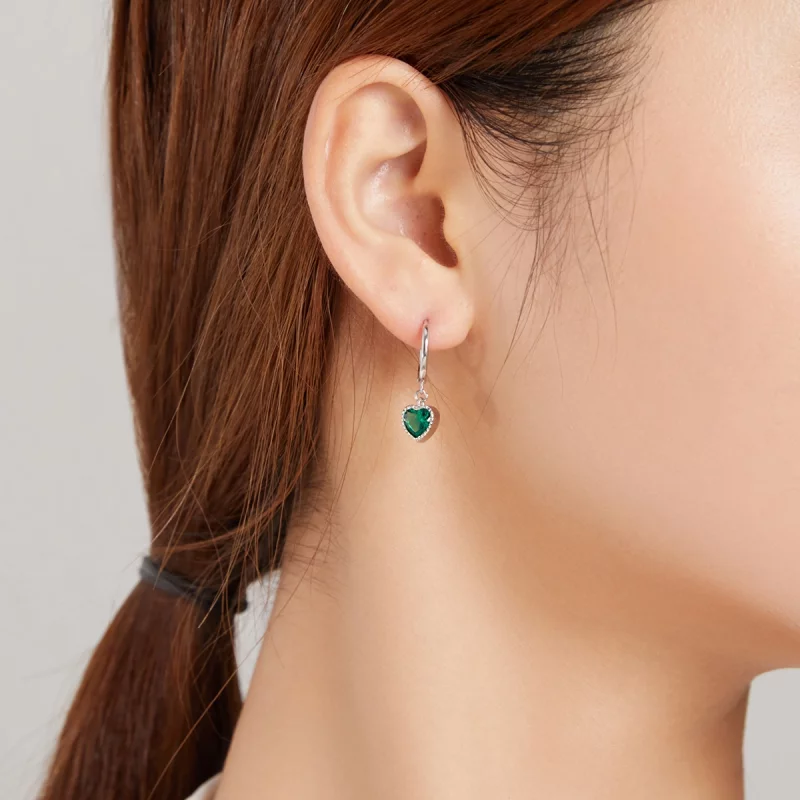 (image pour) Pendants d'Oreilles Style PANDORA L'amour du serpent et du coeur vert - SCE1006 - Afficher 5