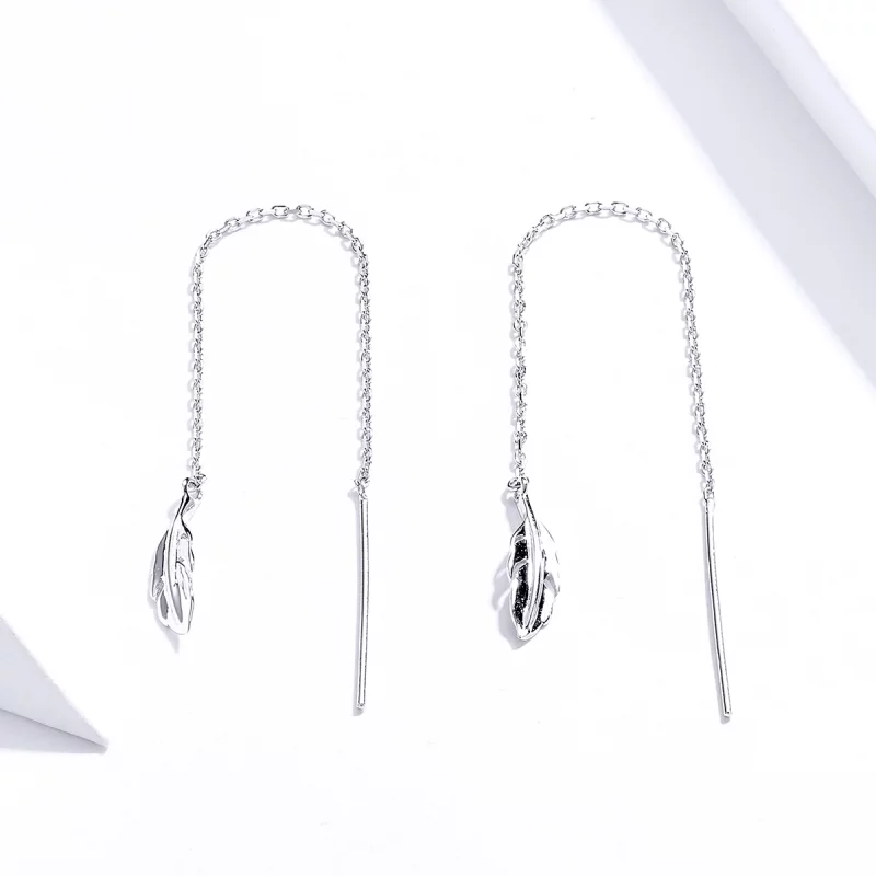 (image pour) Pendants d'Oreilles Style PANDORA La plume - SCE786 - Afficher 2
