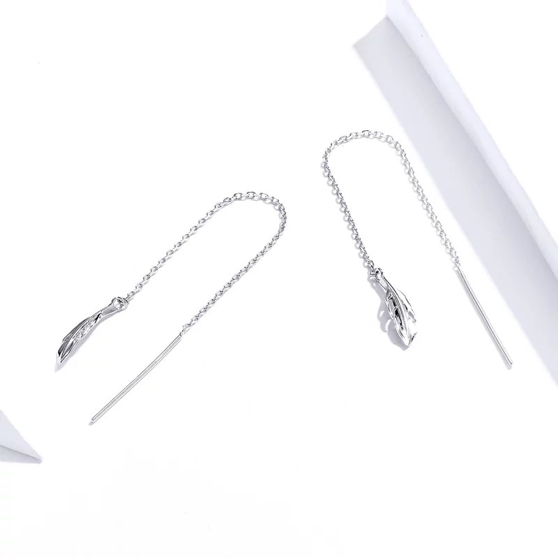 (image pour) Pendants d'Oreilles Style PANDORA La plume - SCE786 - Afficher 3