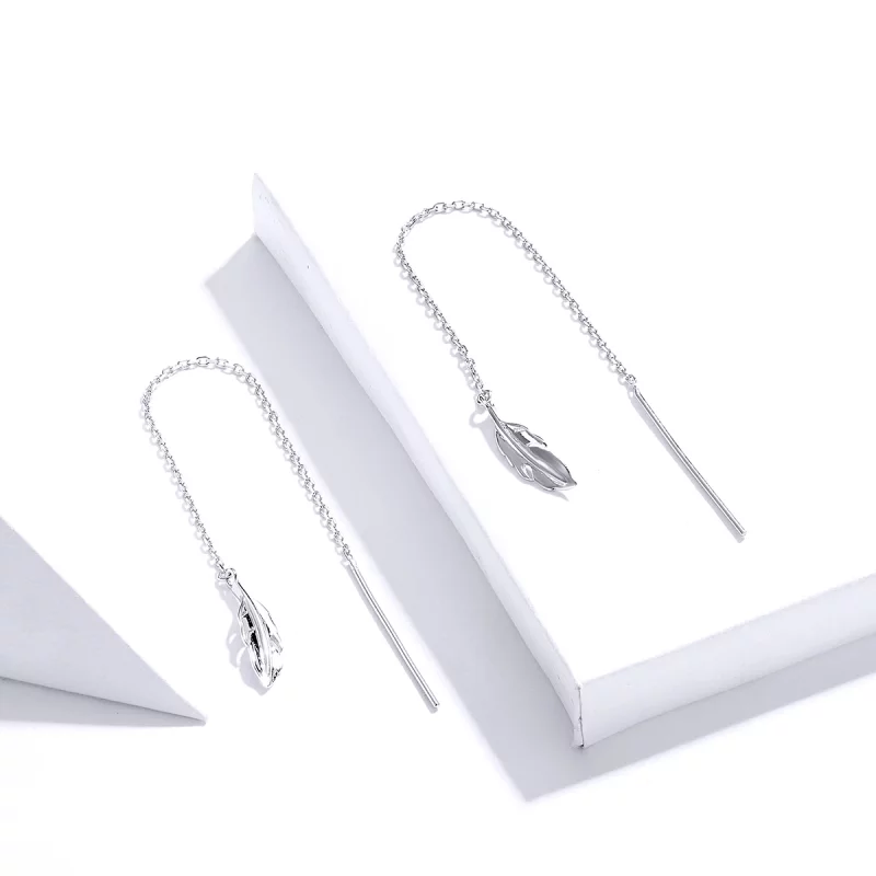 (image pour) Pendants d'Oreilles Style PANDORA La plume - SCE786 - Afficher 4