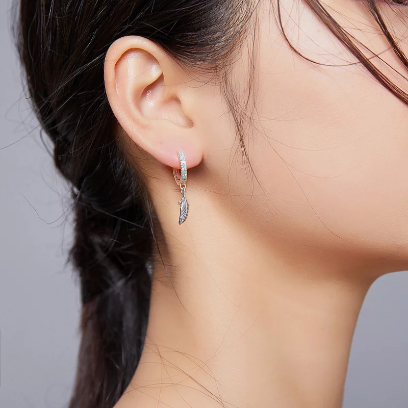 (image pour) Pendants d'Oreilles Style PANDORA La plume - SCE898 - Afficher 5