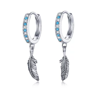 (image pour) Pendants d'Oreilles Style PANDORA La plume - SCE898