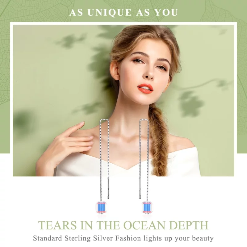 (image pour) Pendants d'Oreilles Style PANDORA Larmes dans la profondeur de l'océan - SCE501 - Afficher 2