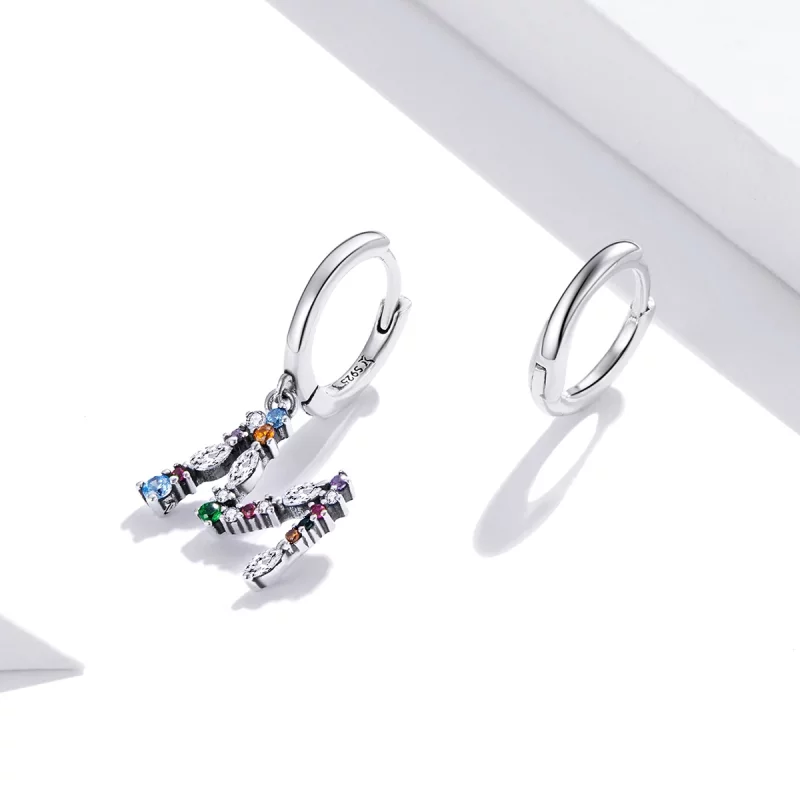 (image pour) Pendants d'Oreilles Style PANDORA Lettre M colorée - SCE1031 - Afficher 2