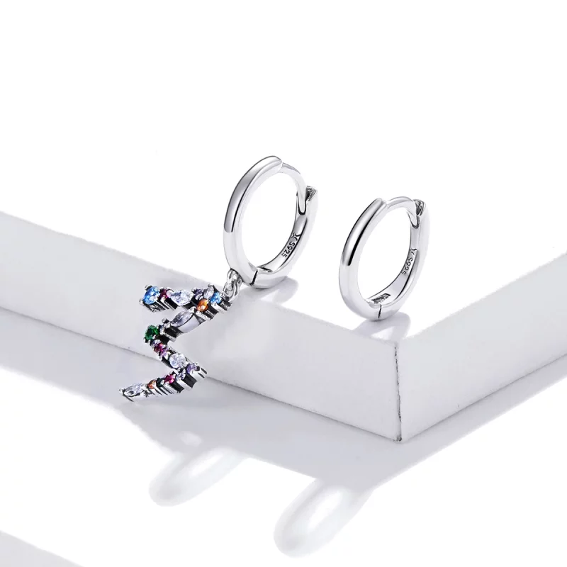 (image pour) Pendants d'Oreilles Style PANDORA Lettre M colorée - SCE1031 - Afficher 3