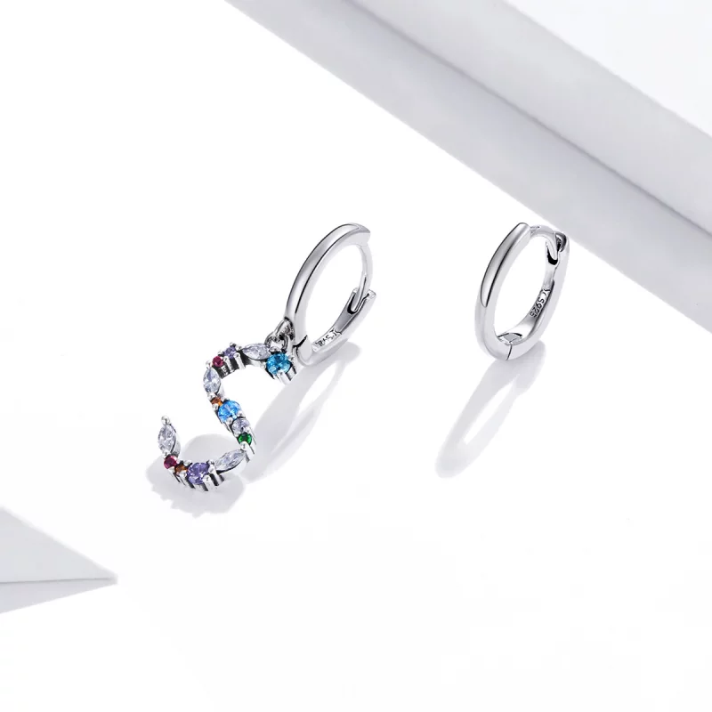 (image pour) Pendants d'Oreilles Style PANDORA Lettre S colorée - SCE1032 - Afficher 2