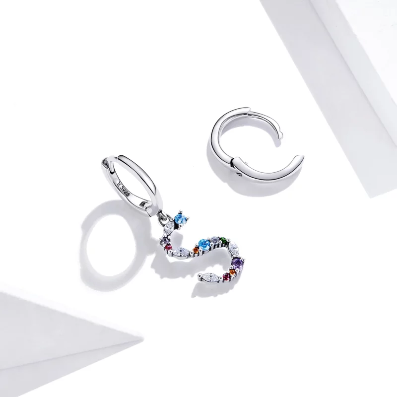 (image pour) Pendants d'Oreilles Style PANDORA Lettre S colorée - SCE1032 - Afficher 3