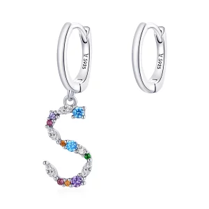 (image pour) Pendants d'Oreilles Style PANDORA Lettre S colorée - SCE1032