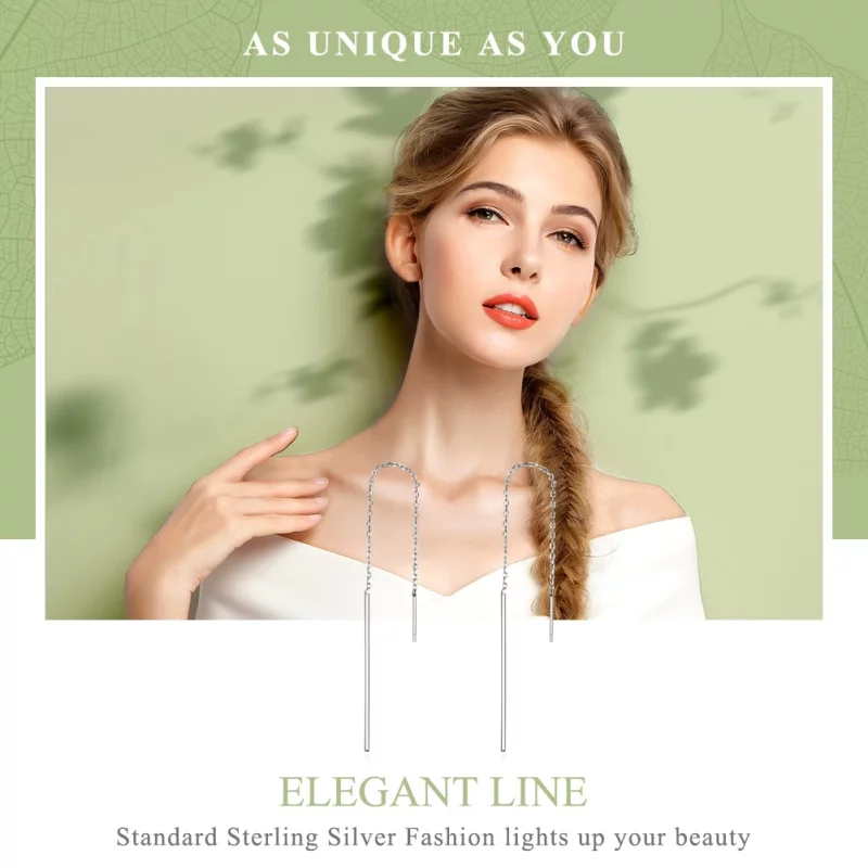 (image pour) Pendants d'Oreilles Style PANDORA Ligne élégante - SCE490 - Afficher 2