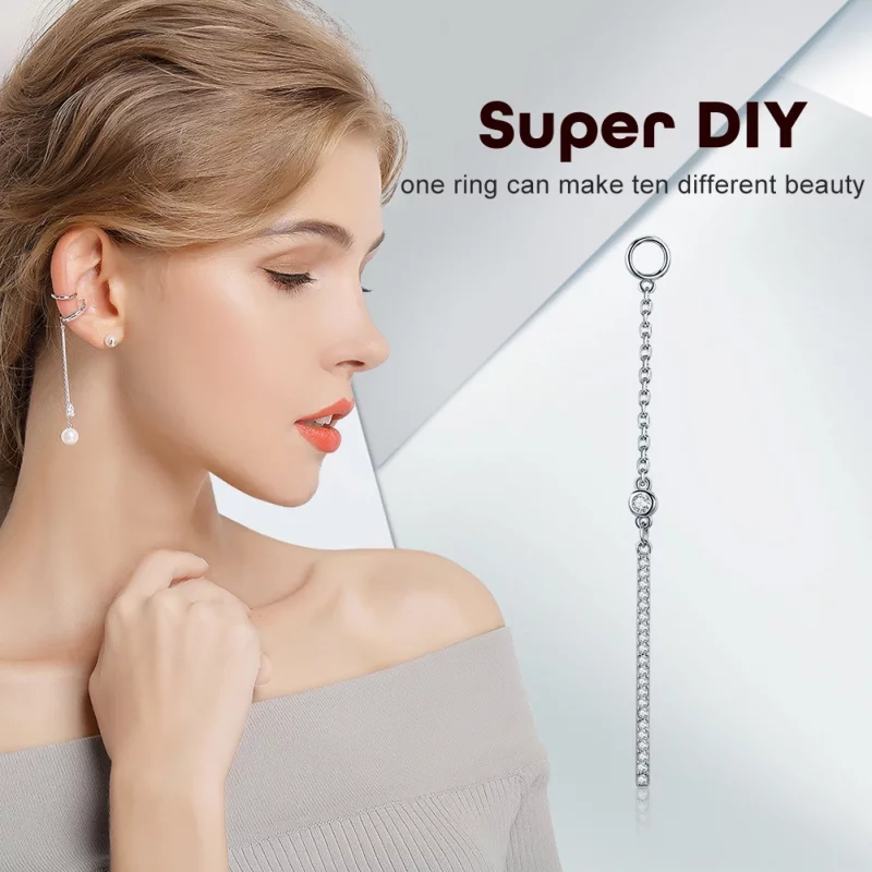 (image pour) Pendants d'Oreilles Style PANDORA Ligne - SCE081 - Afficher 4
