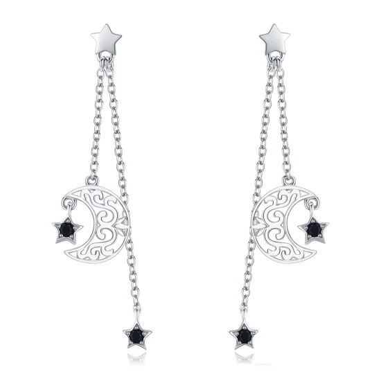 (image pour) Pendants d'Oreilles Style PANDORA Lune au clair des étoiles - SCE528