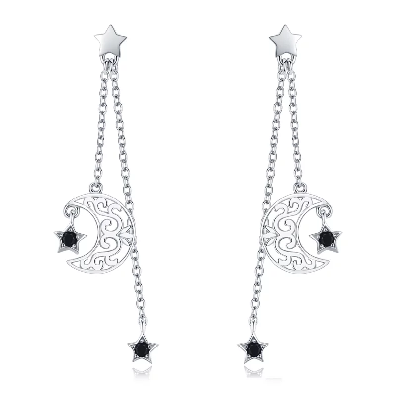 (image pour) Pendants d'Oreilles Style PANDORA Lune au clair des étoiles - SCE528