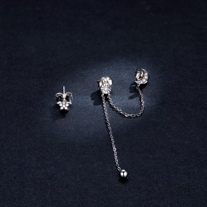 (image pour) Pendants d'Oreilles Style PANDORA Lune et étoiles de rêve - BSE431 - Afficher 5