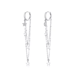 (image pour) Pendants d'Oreilles Style PANDORA Lune étoilée élégante - SCE982