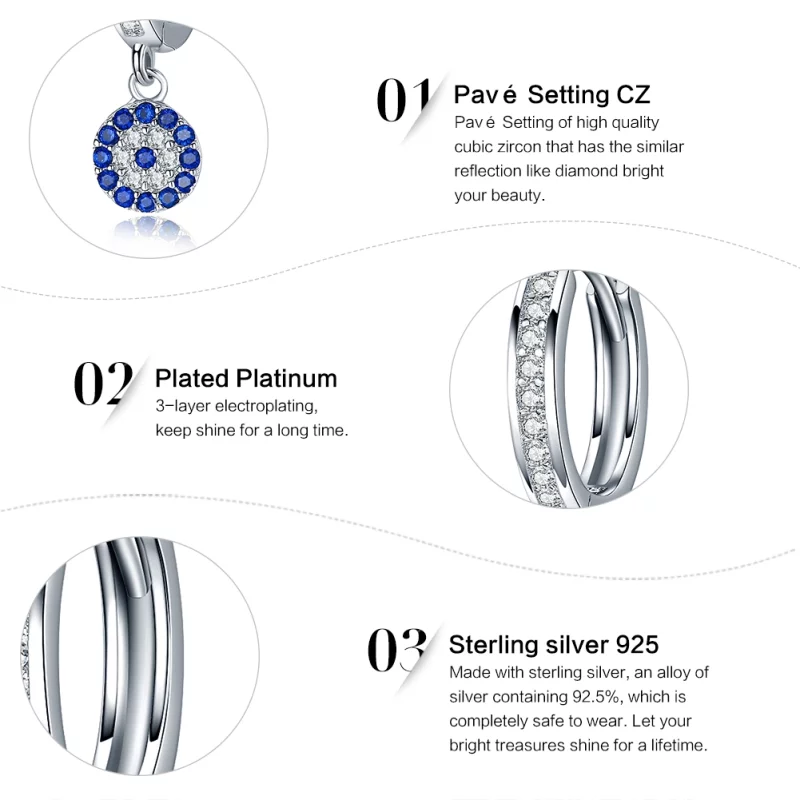 (image pour) Pendants d'Oreilles Style PANDORA Mauvais œil - SCE058 - Afficher 9