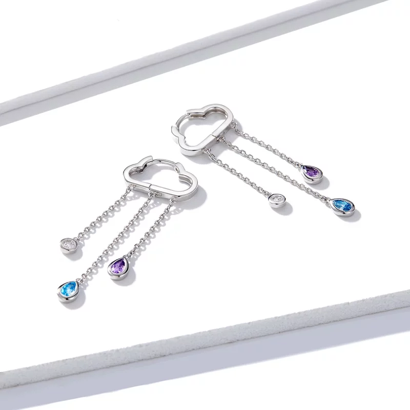 (image pour) Pendants d'Oreilles Style PANDORA Nuages ​​pluvieux - BSE220 - Afficher 5