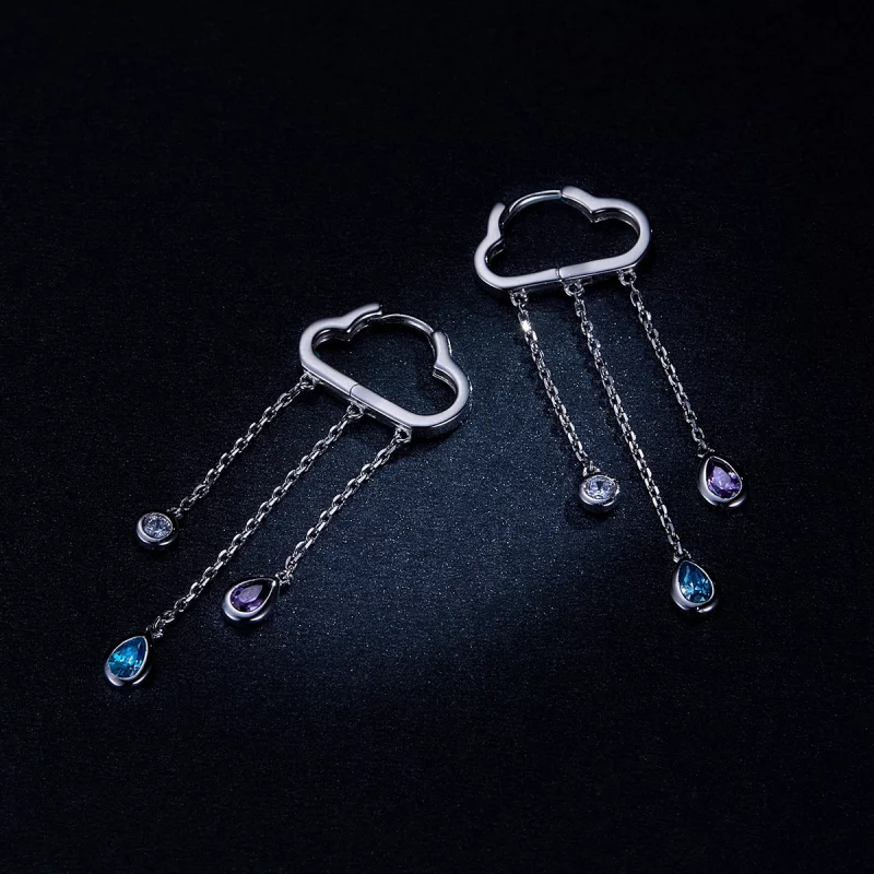 (image pour) Pendants d'Oreilles Style PANDORA Nuages ​​pluvieux - BSE220 - Afficher 9