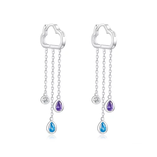 (image pour) Pendants d'Oreilles Style PANDORA Nuages ​​pluvieux - BSE220