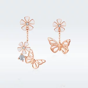 Pendants d'Oreilles Style PANDORA Papillon dansant - BSE100 (image pour) Pendants d'Oreilles Style PANDORA Papillon dansant - BSE100