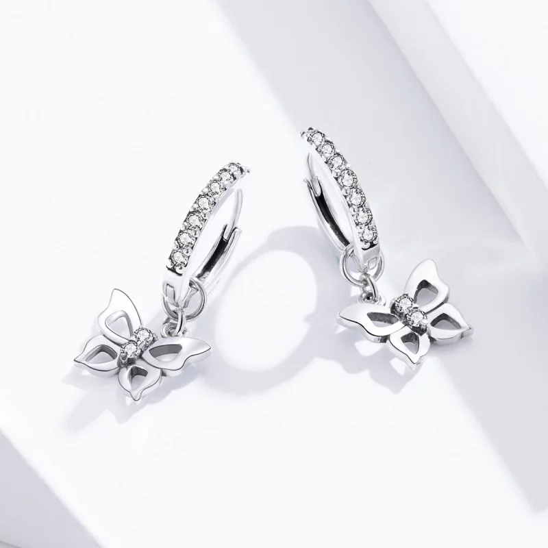 (image pour) Pendants d'Oreilles Style PANDORA Papillon - SCE833 - Afficher 3