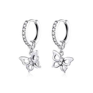 Pendants d'Oreilles Style PANDORA Papillon - SCE833 (image pour) Pendants d'Oreilles Style PANDORA Papillon - SCE833