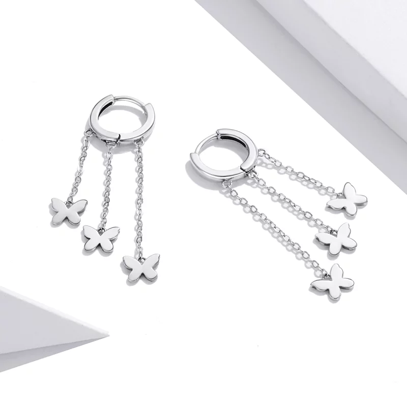 (image pour) Pendants d'Oreilles Style PANDORA Papillon Tassel - SCE1173 - Afficher 2