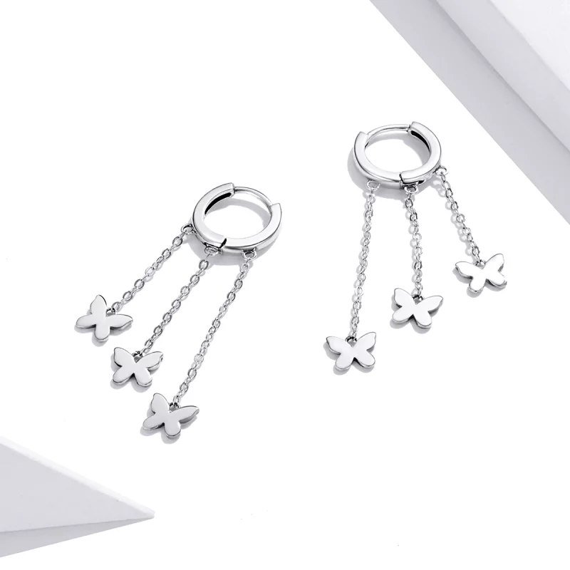(image pour) Pendants d'Oreilles Style PANDORA Papillon Tassel - SCE1173 - Afficher 3