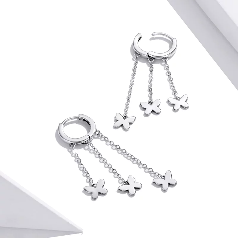 (image pour) Pendants d'Oreilles Style PANDORA Papillon Tassel - SCE1173 - Afficher 4