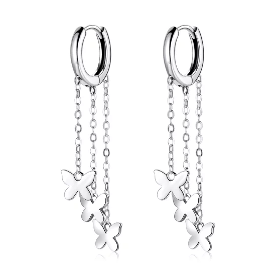 (image pour) Pendants d'Oreilles Style PANDORA Papillon Tassel - SCE1173