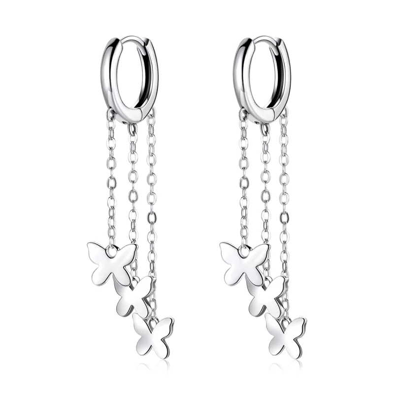 (image pour) Pendants d'Oreilles Style PANDORA Papillon Tassel - SCE1173
