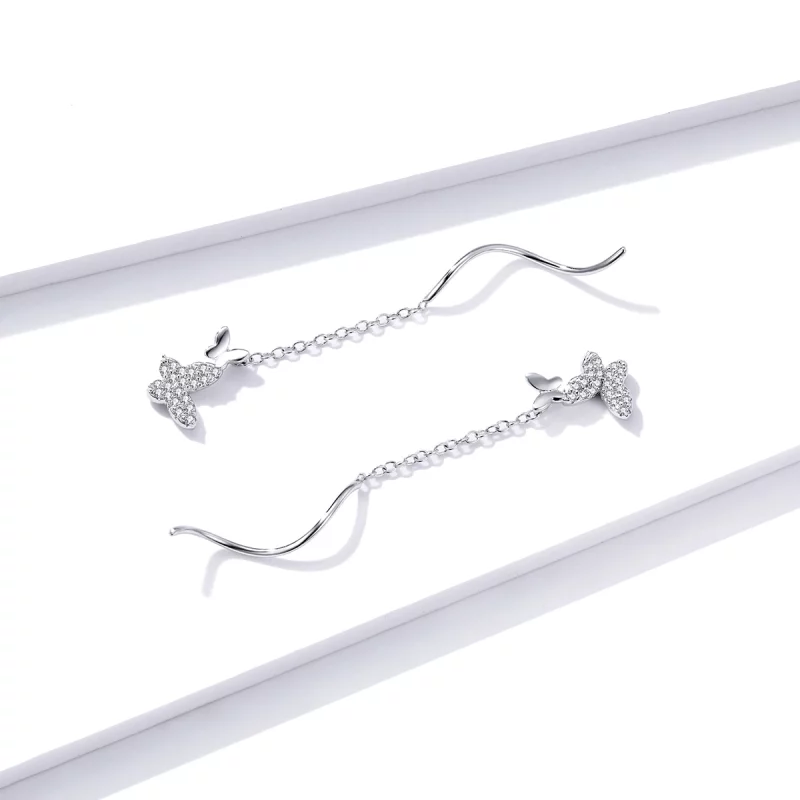 (image pour) Pendants d'Oreilles Style PANDORA Papillons volants - BSE436 - Afficher 3