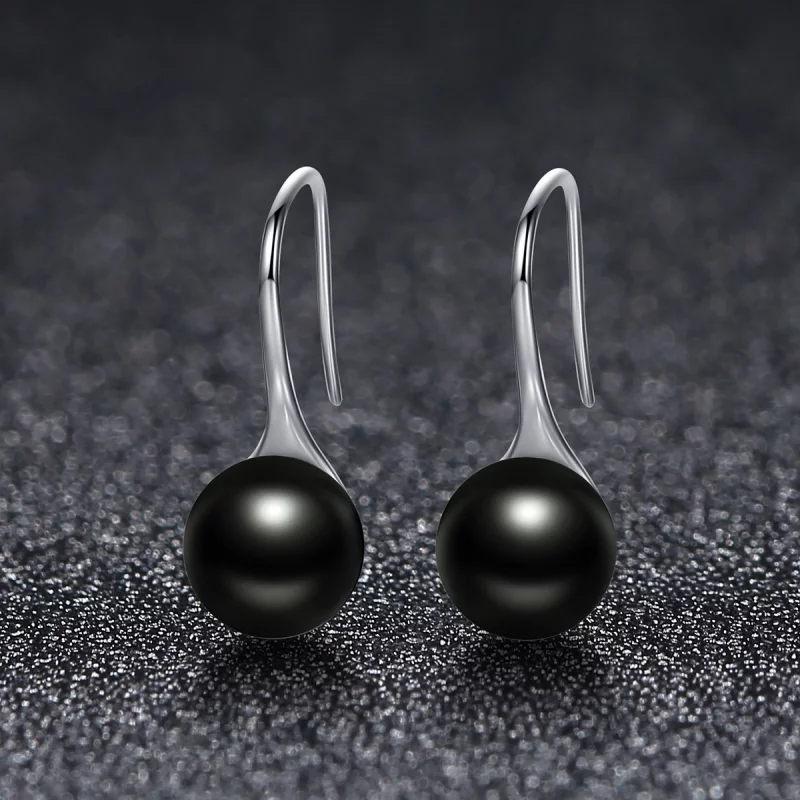(image pour) Pendants d'Oreilles Style PANDORA Perle noire - SCE144 - Afficher 4