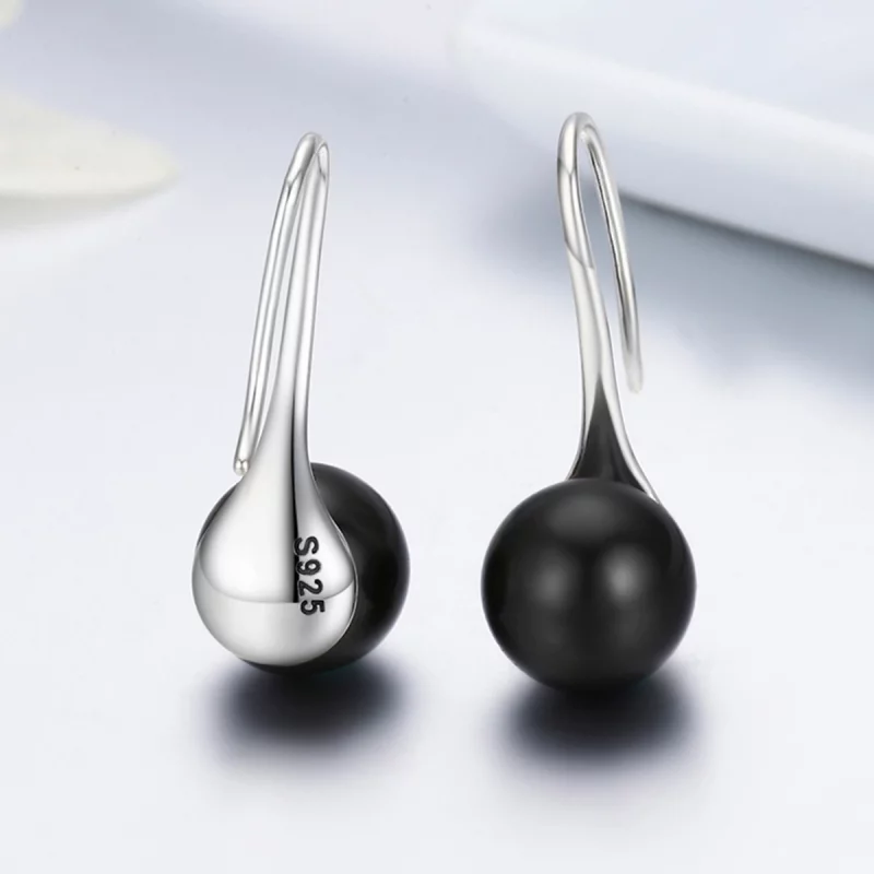 (image pour) Pendants d'Oreilles Style PANDORA Perle noire - SCE144 - Afficher 6