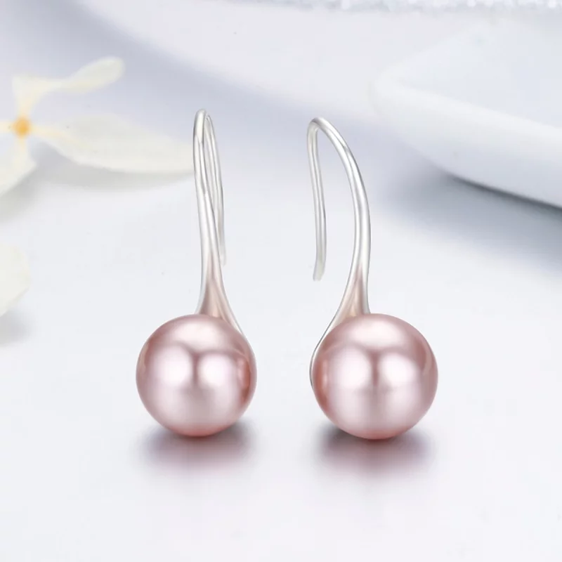 (image pour) Pendants d'Oreilles Style PANDORA Perle rose - SCE145 - Afficher 5