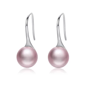 (image pour) Pendants d'Oreilles Style PANDORA Perle rose - SCE145
