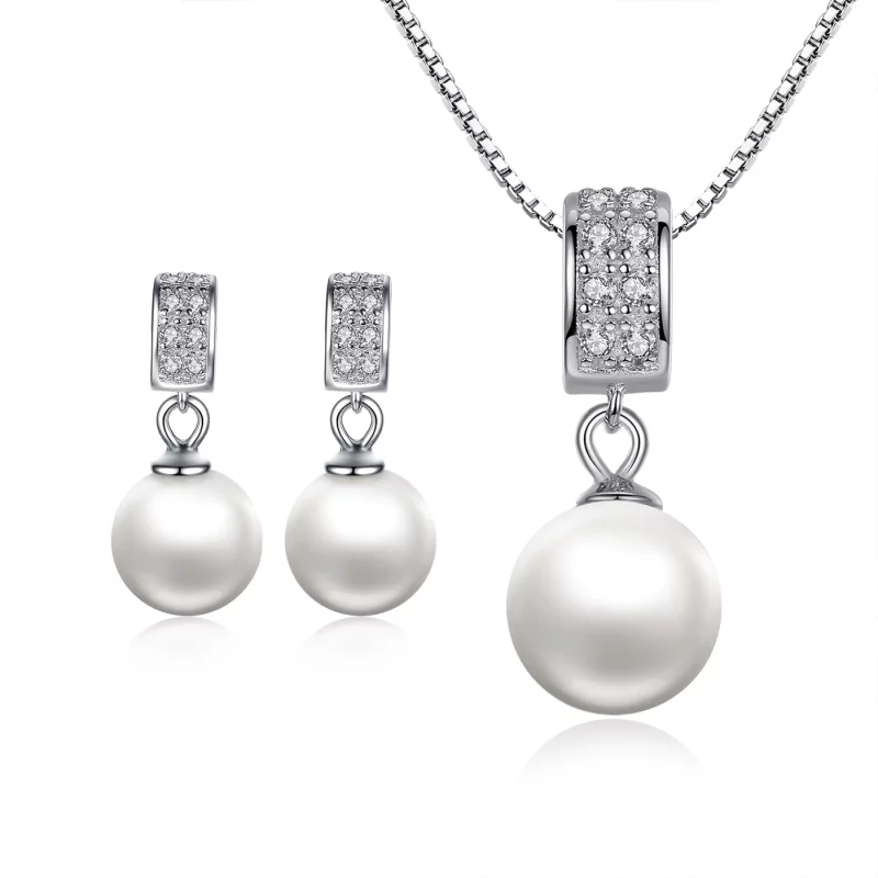 (image pour) Pendants d'Oreilles Style PANDORA perle - SCE006 - Afficher 2