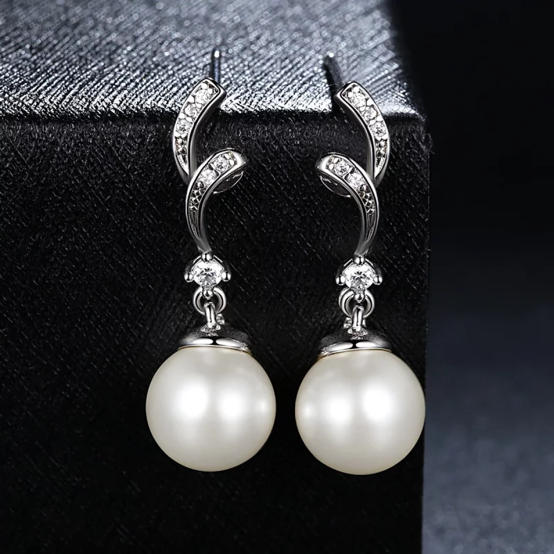 (image pour) Pendants d'Oreilles Style PANDORA perle - SCE035 - Afficher 6