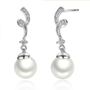 (image pour) Pendants d'Oreilles Style PANDORA perle - SCE035