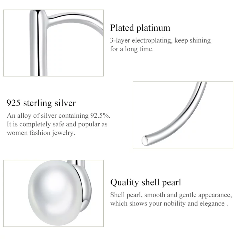 (image pour) Pendants d'Oreilles Style PANDORA perle - SCE604-A - Afficher 4